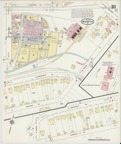 Sanborn Fire Insurance Map from Washington, Washington County, Pennsylvania (1914), Sheet #0018 - Historic Sanborn Fire Insurance Map Print, vintage old map wall art, antique decor, genealogy gift, Pennsylvania Pennsylvania map