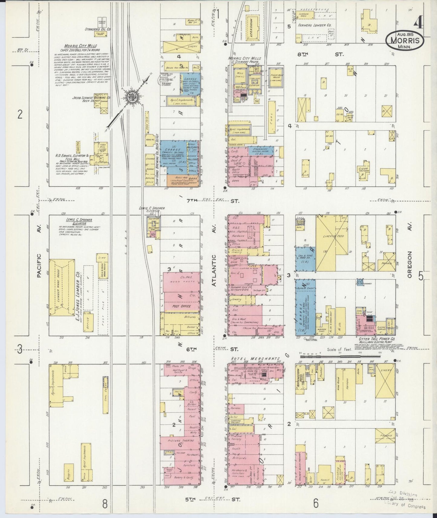Sanborn Fire Insurance Map from Morris, Stevens County, Minnesota (1915), Sheet #0004 - Historic Sanborn Fire Insurance Map Print, vintage old map wall art, antique decor, genealogy gift, Minnesota Minnesota map