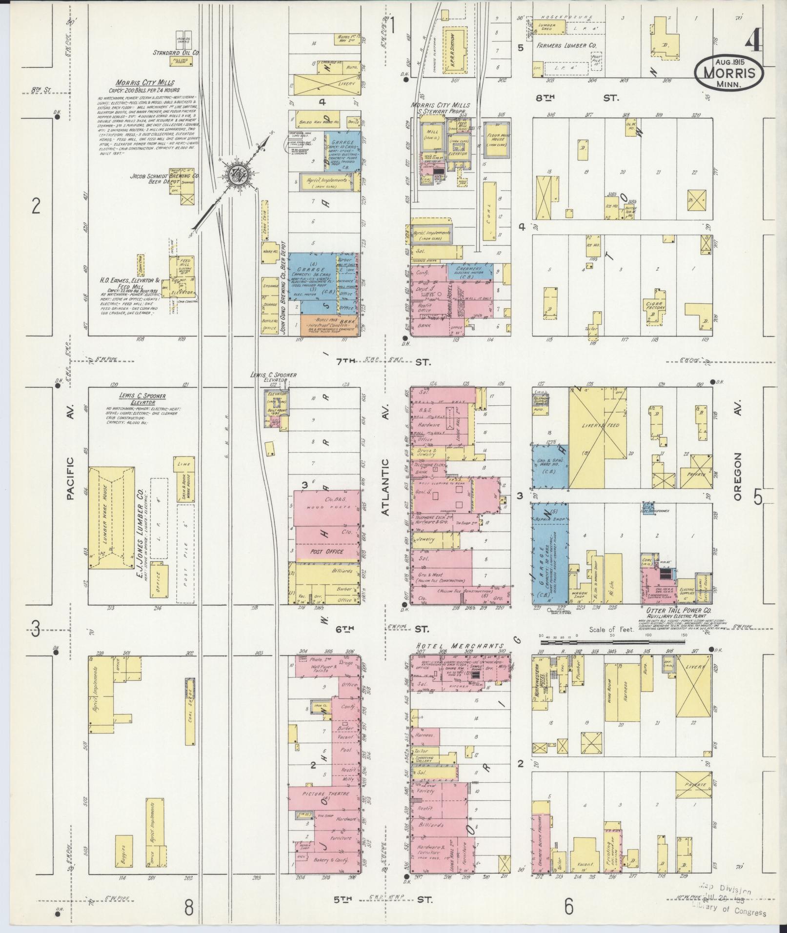 Sanborn Fire Insurance Map from Morris, Stevens County, Minnesota (1915), Sheet #0004 - Historic Sanborn Fire Insurance Map Print, vintage old map wall art, antique decor, genealogy gift, Minnesota Minnesota map
