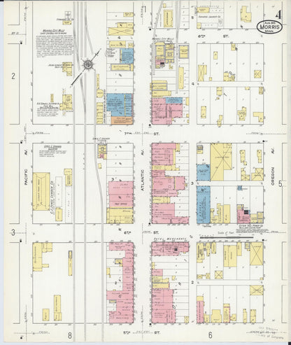 Sanborn Fire Insurance Map from Morris, Stevens County, Minnesota (1915), Sheet #0004 - Historic Sanborn Fire Insurance Map Print, vintage old map wall art, antique decor, genealogy gift, Minnesota Minnesota map