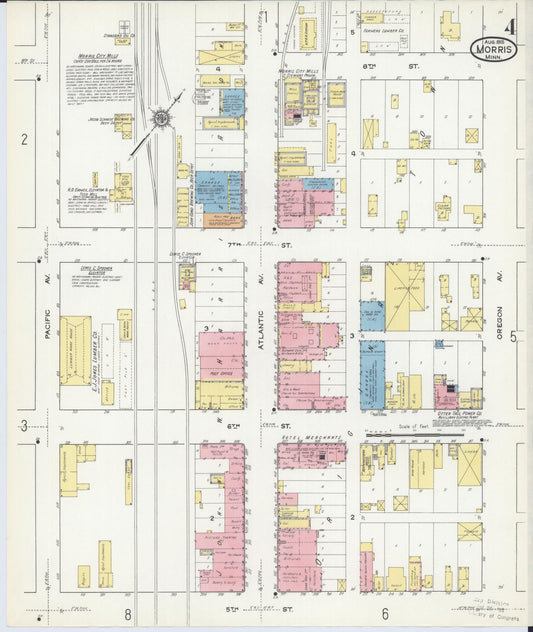 Sanborn Fire Insurance Map from Morris, Stevens County, Minnesota (1915), Sheet #0004 - Historic Sanborn Fire Insurance Map Print, vintage old map wall art, antique decor, genealogy gift, Minnesota Minnesota map