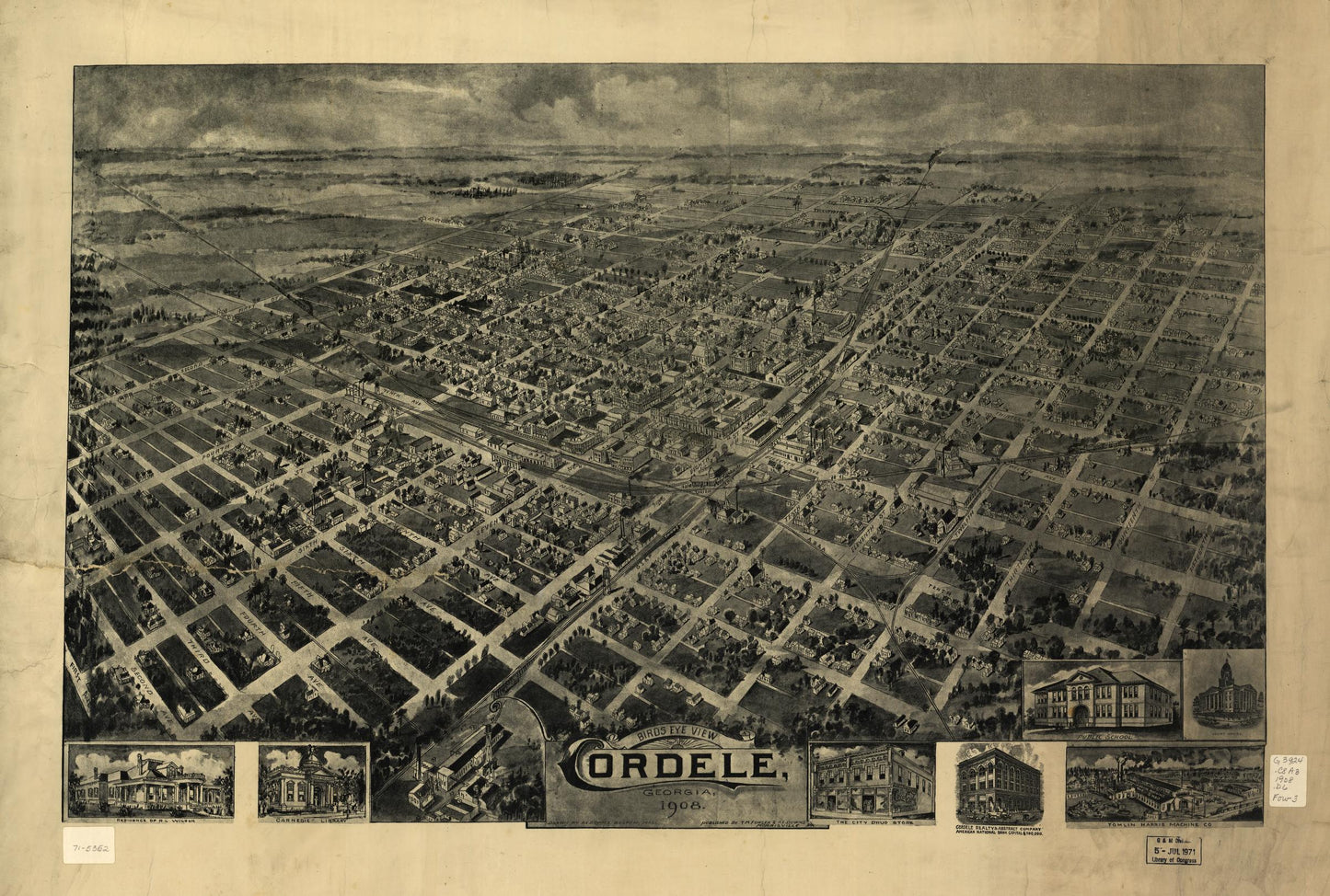 Birds eye view Cordele, Georgia 1908. (1908) – Historic Bird’s-Eye View Panorama Print