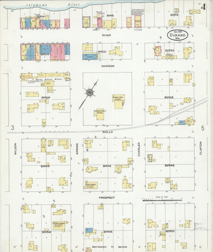 Sanborn Fire Insurance Map from Durand, Pepin County, Wisconsin (1910), Sheet #0004 - Complete Map Set gallery image, historic Sanborn map, vintage wall art, Wisconsin Wisconsin