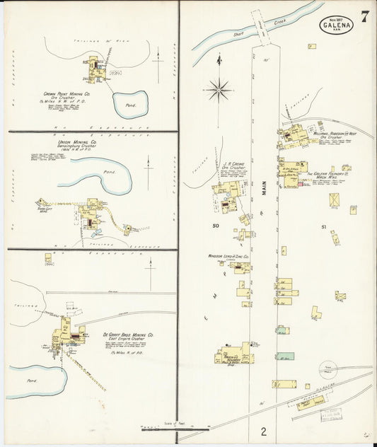 Sanborn Fire Insurance Map from Galena, Cherokee County, Kansas (1897), Sheet #0007 - Historic Sanborn Fire Insurance Map Print, vintage old map wall art, antique decor, genealogy gift, Kansas Kansas map