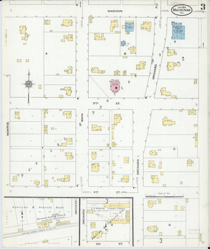 Sanborn Fire Insurance Map from Mackinaw, Tazewell County, Illinois (1910), Sheet #0003 - Complete Map Set gallery image, historic Sanborn map, vintage wall art, Illinois Illinois