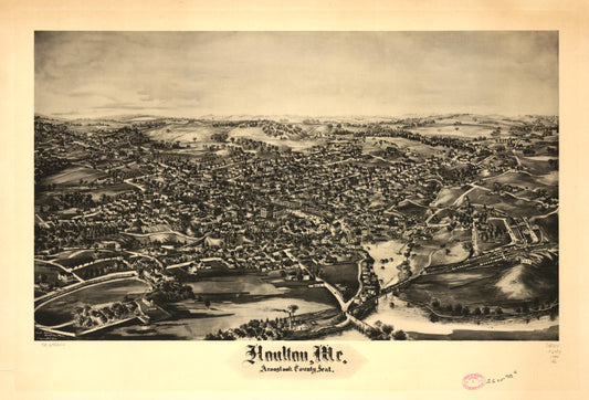 Houlton, Me. Aroostook County seat. (1894) – Historic Bird’s-Eye View Panorama Print