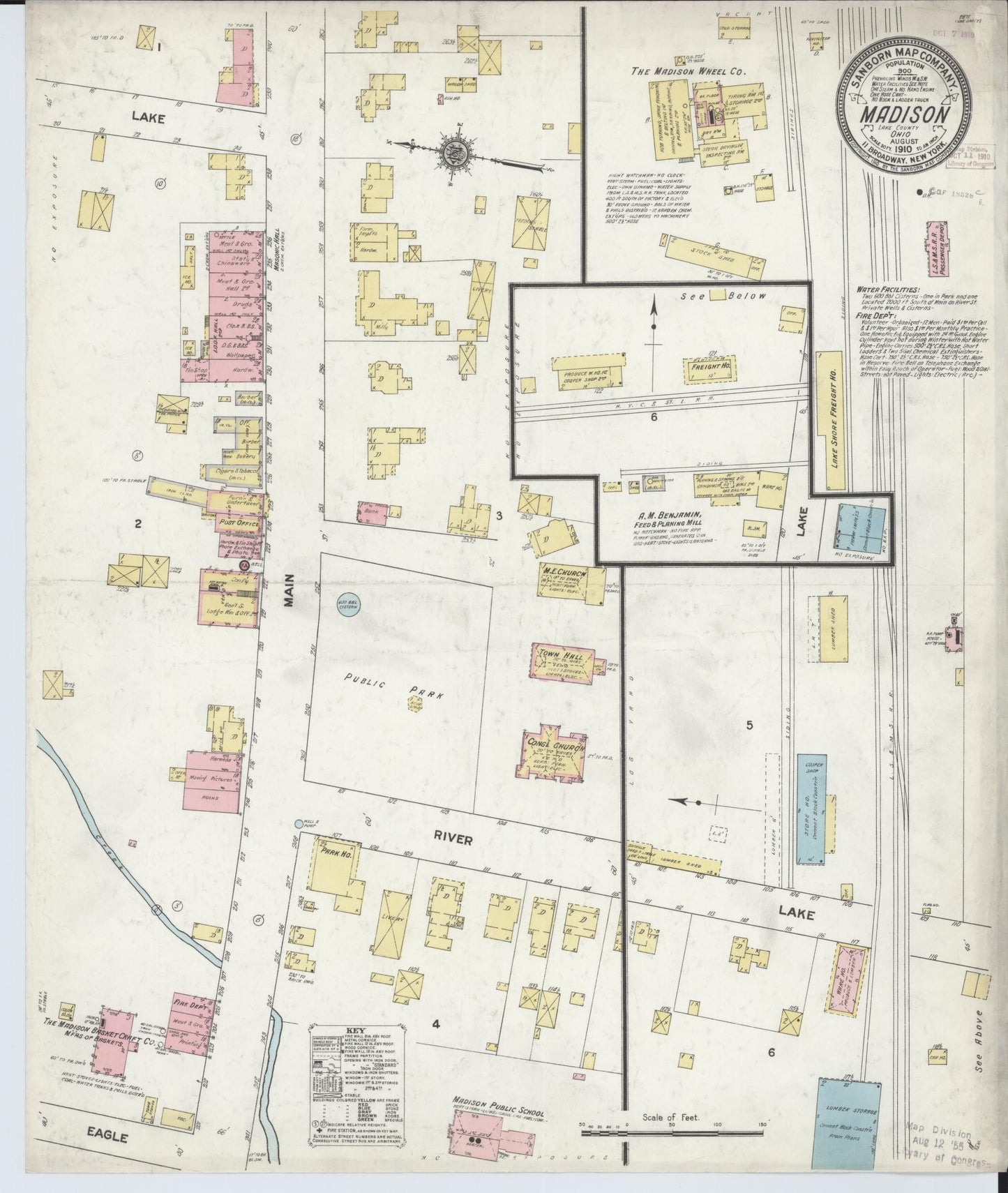 Sanborn Fire Insurance Map from Madison, Lake County, Ohio (1910), Sheet #0001 - Historic Sanborn Fire Insurance Map Print, vintage old map wall art, antique decor, genealogy gift, Ohio Ohio map