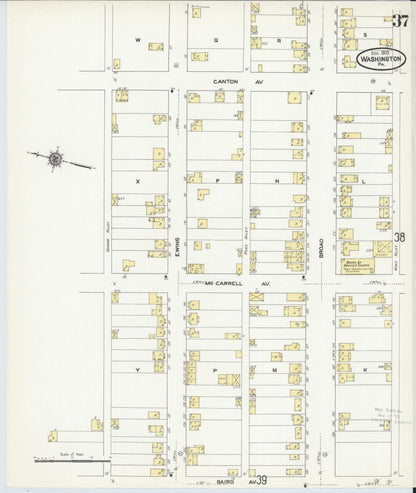 Sanborn Fire Insurance Map from Washington, Washington County, Pennsylvania (1909), Sheet #0037 - Historic Sanborn Fire Insurance Map Print, vintage old map wall art, antique decor, genealogy gift, Pennsylvania Pennsylvania map
