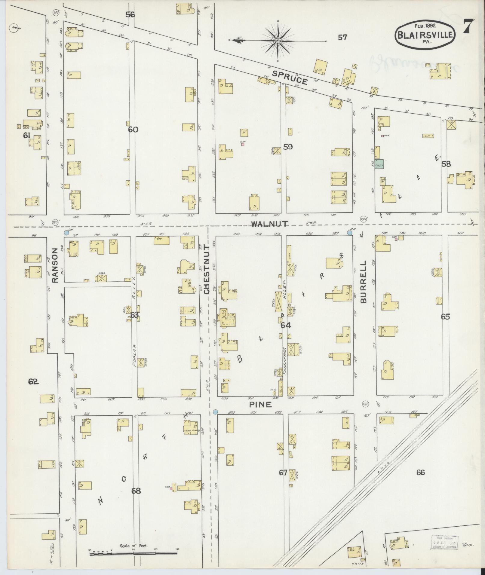 Sanborn Fire Insurance Map from Blairsville, Indiana County, Pennsylvania (1892), Sheet #0007 - Complete Map Set gallery image, historic Sanborn map, vintage wall art, Blairsville Indiana