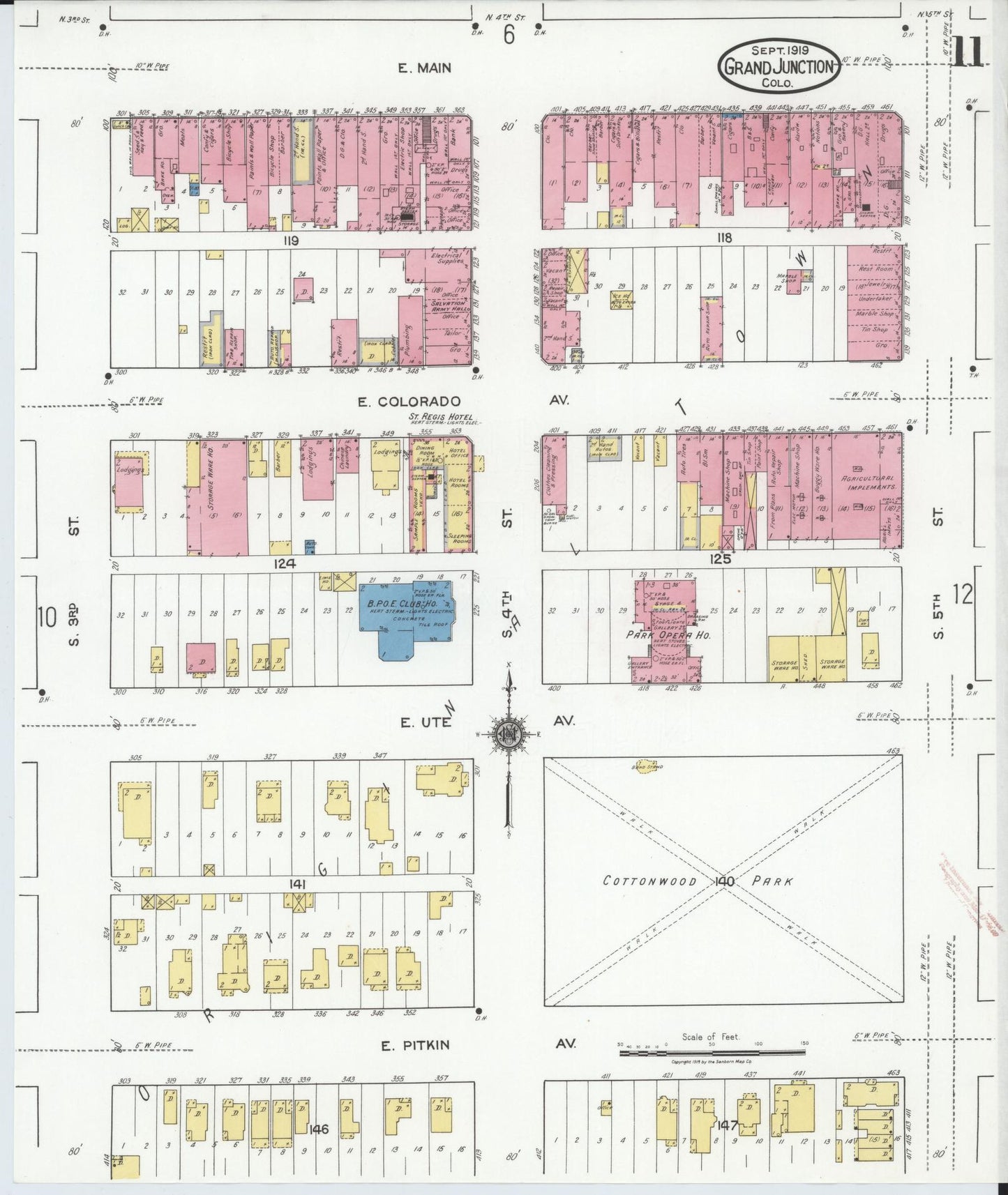 Sanborn Fire Insurance Map from Grand Junction, Mesa County, Colorado (1919), Sheet #0011 - Historic Sanborn Fire Insurance Map Print, vintage old map wall art, antique decor, genealogy gift, Colorado Colorado map