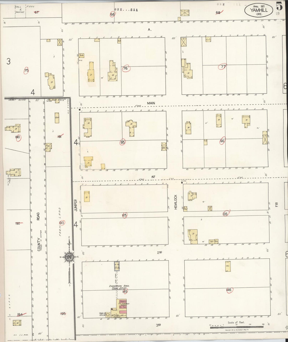 Sanborn Fire Insurance Map from Yamhill, Yamhill County, Oregon (1931), Sheet #0005 - Historic Sanborn Fire Insurance Map Print, vintage old map wall art, antique decor, genealogy gift, Oregon Oregon map