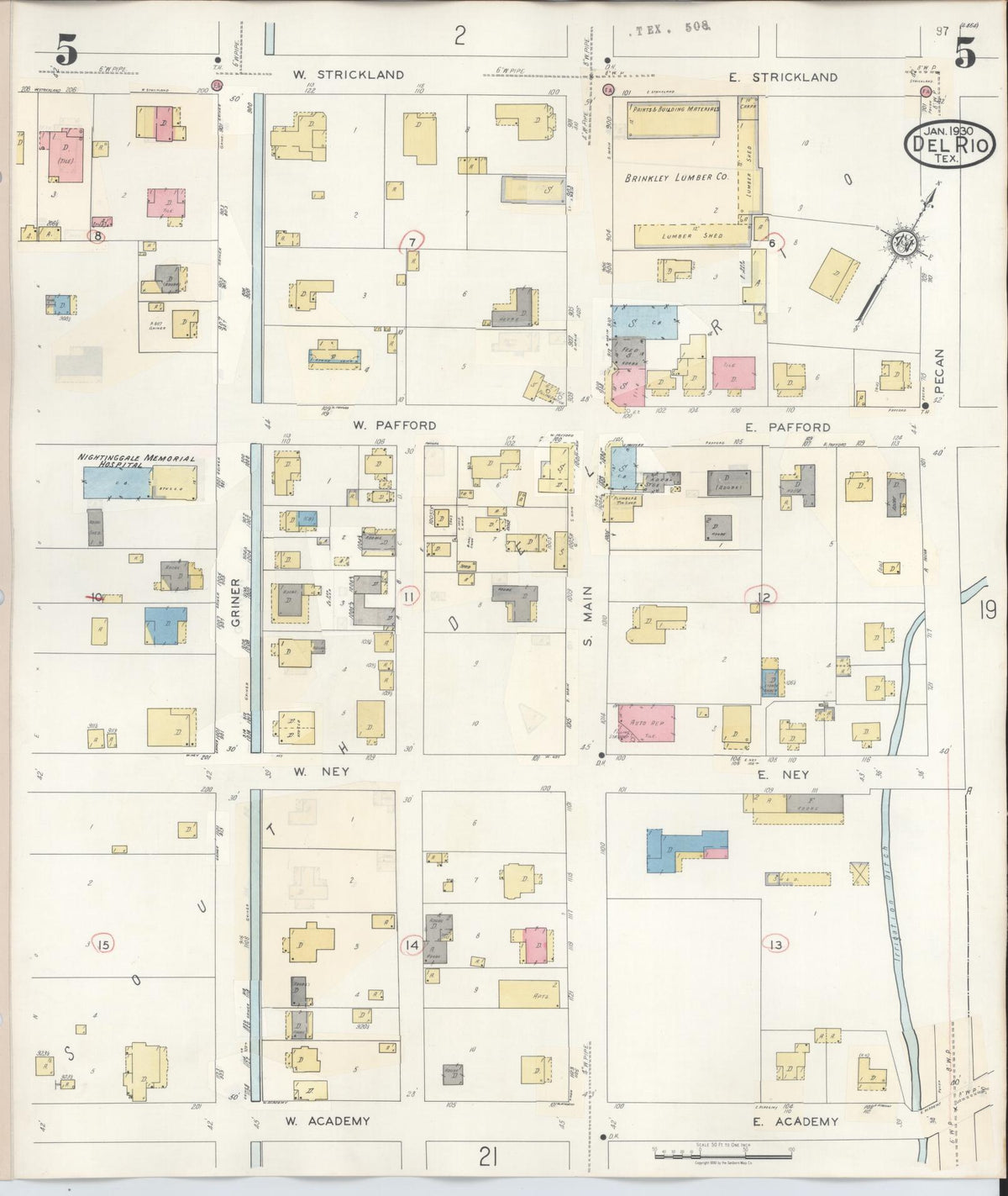Sanborn Fire Insurance Map from Del Rio, Val Verde County, Texas (1948), Sheet #0005 - Complete Map Set gallery image, historic Sanborn map, vintage wall art, Texas Texas