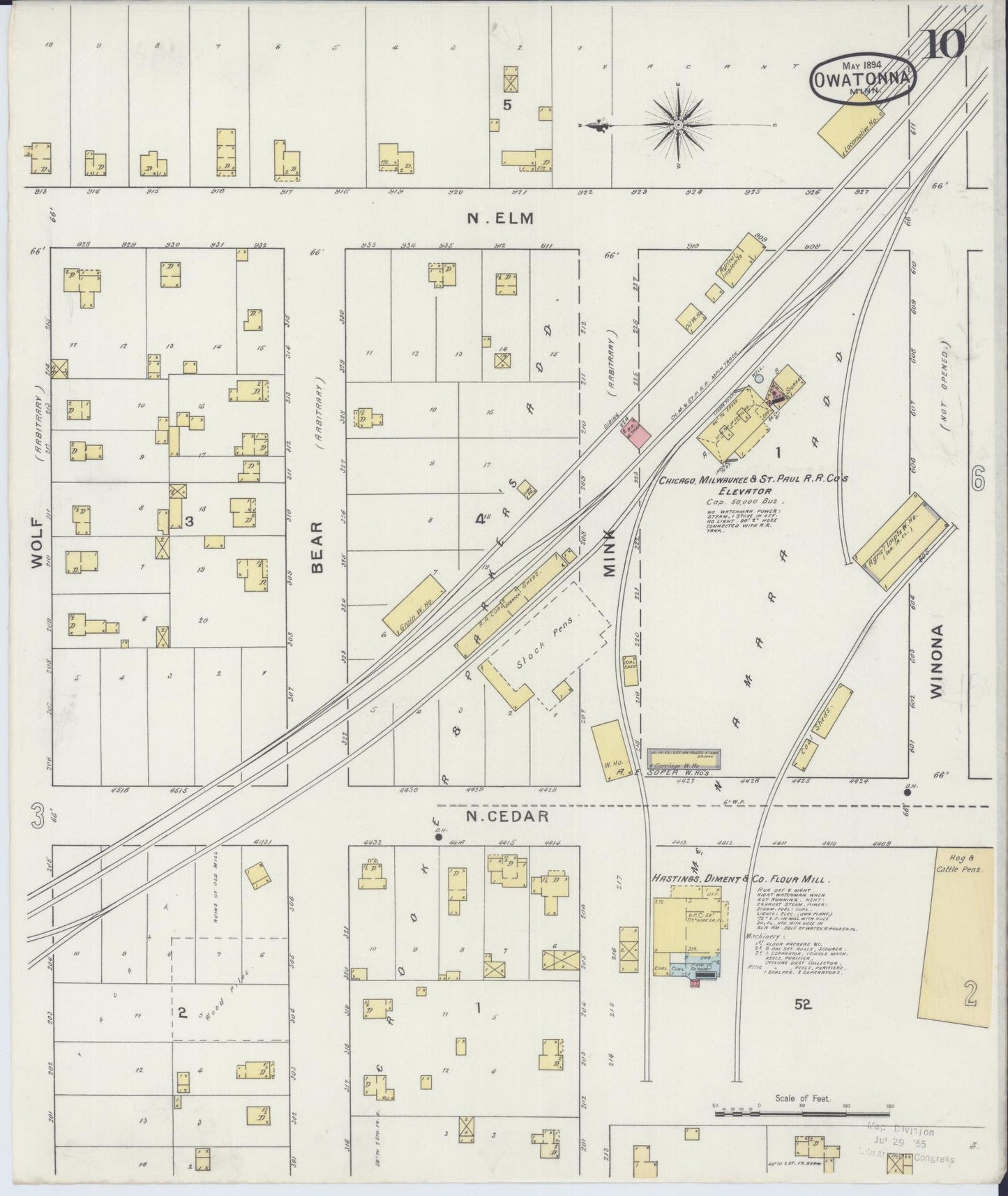 Sanborn Fire Insurance Map from Owatonna, Steele County, Minnesota (1894), Sheet #0010 - Historic Sanborn Fire Insurance Map Print, vintage old map wall art, antique decor, genealogy gift, Minnesota Minnesota map