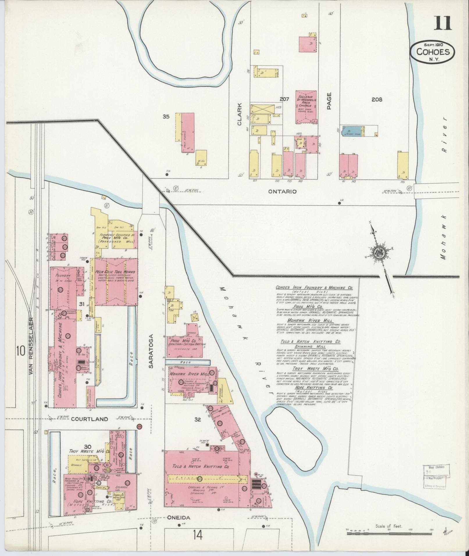 Sanborn Fire Insurance Map from Cohoes, Albany County, New York (1910), Sheet #0011 - Complete Map Set gallery image, historic Sanborn map, vintage wall art, New York New York