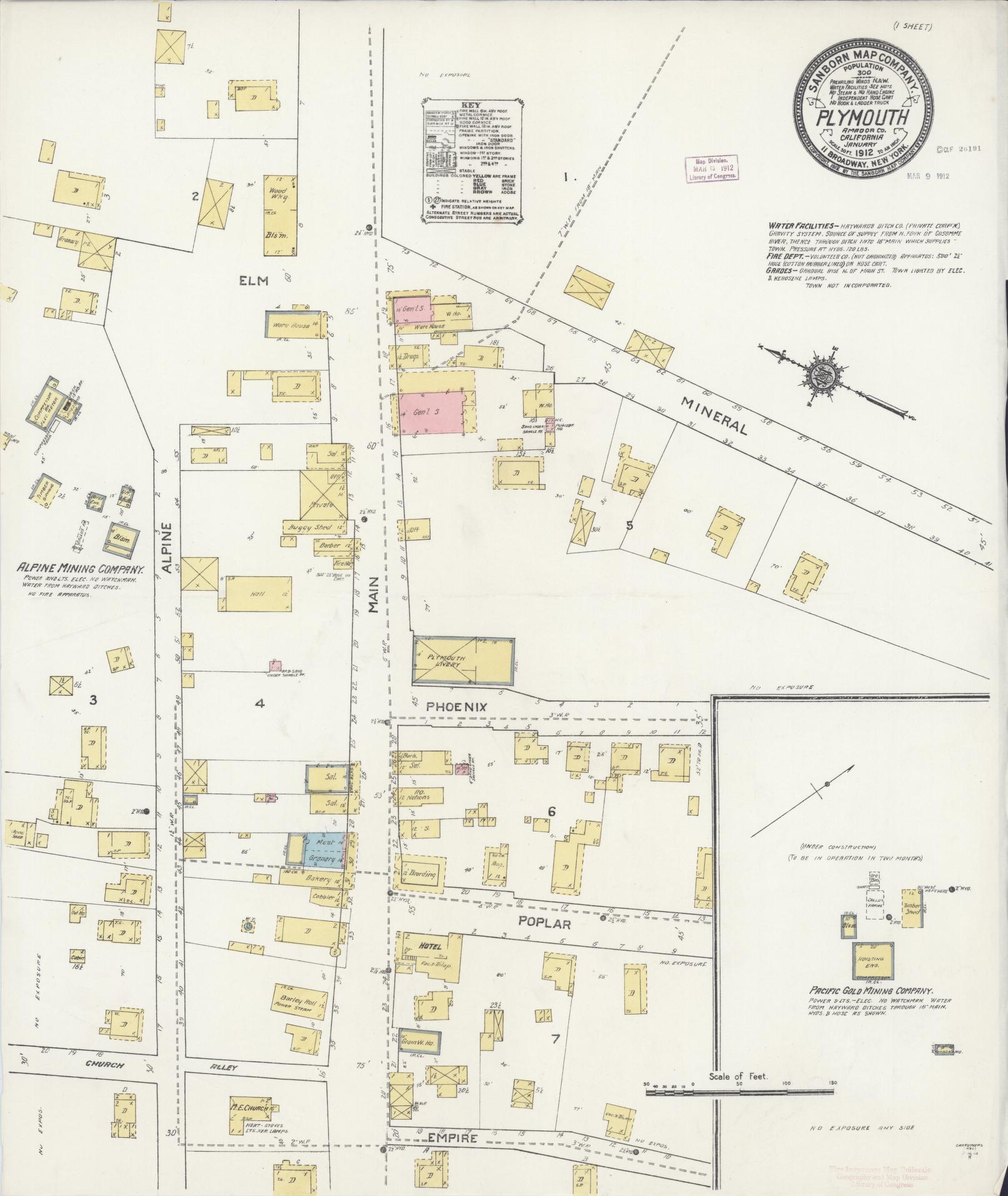 Sanborn Fire Insurance Map from Plymouth, Amador County, California. (1912) – Historic Sanborn Fire Insurance Map Print