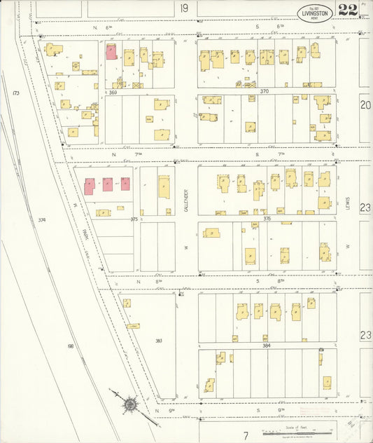 Sanborn Fire Insurance Map from Livingston, Park County, Montana (1921), Sheet #0022 - Historic Sanborn Fire Insurance Map Print, vintage old map wall art, antique decor, genealogy gift, Montana Montana map