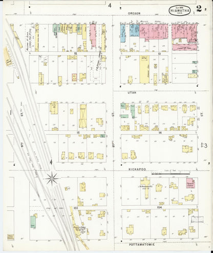 Sanborn Fire Insurance Map from Hiawatha, Brown County, Kansas (1896), Sheet #0002 - Complete Map Set gallery image, historic Sanborn map, vintage wall art, Kansas Kansas