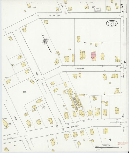 Sanborn Fire Insurance Map from Clyde, Wayne County, New York (1912), Sheet #0005 - Historic Sanborn Fire Insurance Map Print, vintage old map wall art, antique decor, genealogy gift, New York New York map