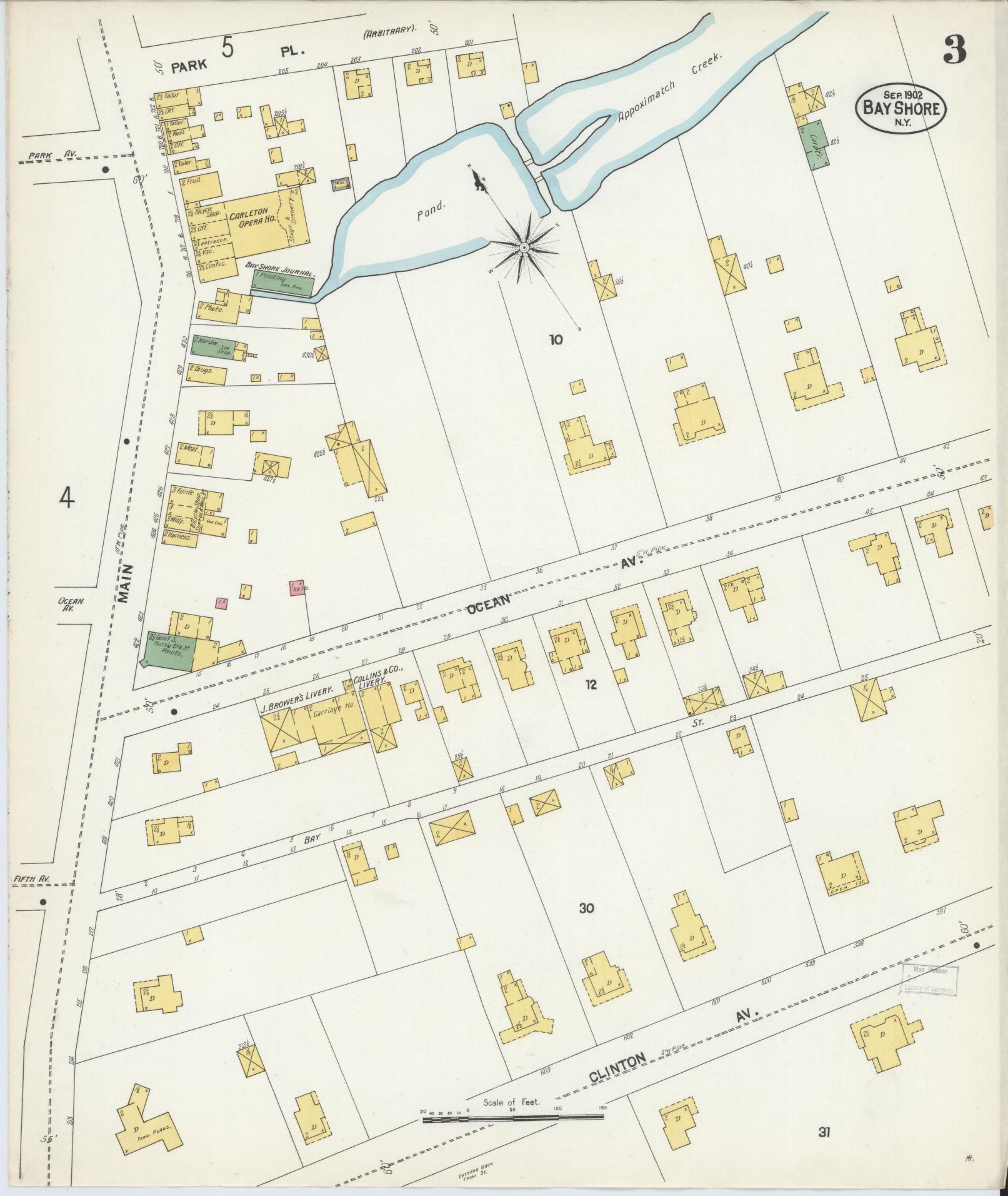 Sanborn Fire Insurance Map from Bay Shore, Suffolk County, New York (1902), Sheet #0003 - Complete Map Set gallery image, historic Sanborn map, vintage wall art, New York New York