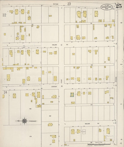 Sanborn Fire Insurance Map from Wenatchee, Chelan County, Washington (1921), Sheet #0025 - Complete Map Set gallery image, historic Sanborn map, vintage wall art, Washington Washington