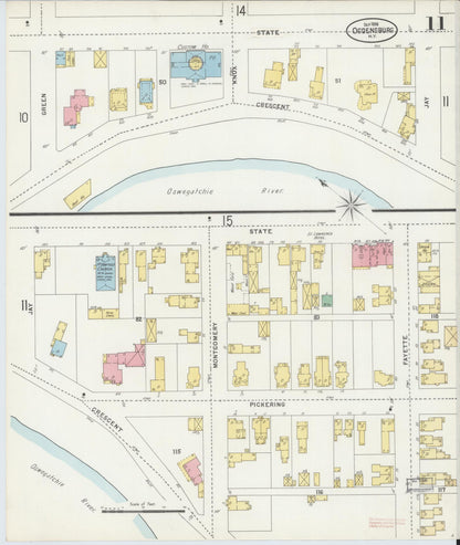 Sanborn Fire Insurance Map from Ogdensburg, St. Lawrence County, New York (1898), Sheet #0011 - Complete Map Set gallery image, historic Sanborn map, vintage wall art, New York New York