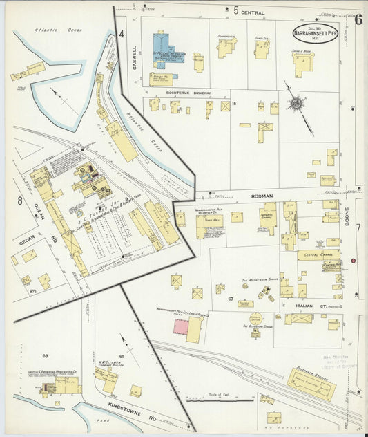 Sanborn Fire Insurance Map from Narragansett Pier, Washington County, Rhode Island (1910), Sheet #0006 - Historic Sanborn Fire Insurance Map Print, vintage old map wall art, antique decor, genealogy gift, Rhode Island Rhode Island map