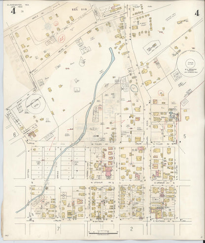 Sanborn Fire Insurance Map from Gladewater, Gregg County, Texas (1938), Sheet #0004 - Historic Sanborn Fire Insurance Map Print, vintage old map wall art, antique decor, genealogy gift, Texas Texas map