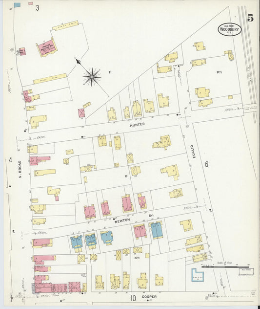Sanborn Fire Insurance Map from Woodbury, Gloucester County, New Jersey (1908), Sheet #0005 - Historic Sanborn Fire Insurance Map Print, vintage old map wall art, antique decor, genealogy gift, New Jersey New Jersey map