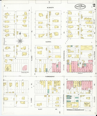 Sanborn Fire Insurance Map from Eagle Grove, Wright County, Iowa (1906), Sheet #0002 - Historic Sanborn Fire Insurance Map Print