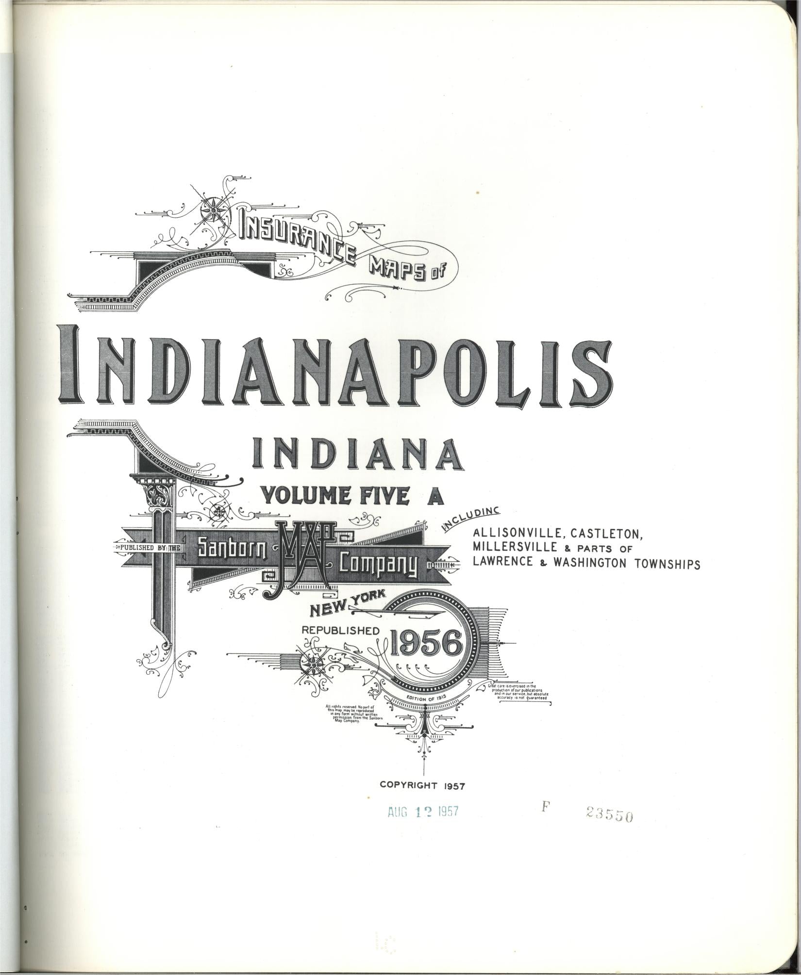 Sanborn Fire Insurance Map from Indianapolis, Marion County, Indiana (1956), Sheet #0001 - Complete Map Set gallery image, historic Sanborn map, vintage wall art, Indiana Indiana
