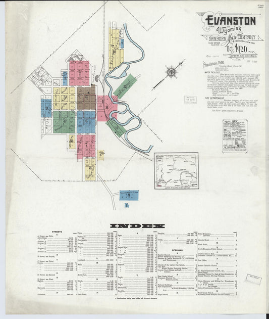 Sanborn Fire Insurance Map from Evanston, Uinta County, Wyoming (1920), Sheet #0001 - Complete Map Set gallery image, historic Sanborn map, vintage wall art, Wyoming Wyoming