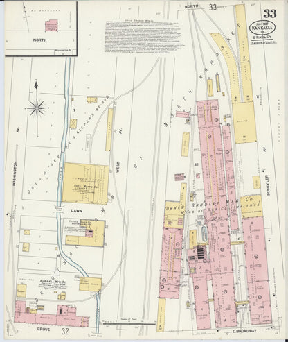 Sanborn Fire Insurance Map from Kankakee, Kankakee County, Illinois (1907), Sheet #0033 - Complete Map Set gallery image, historic Sanborn map, vintage wall art, Illinois Illinois