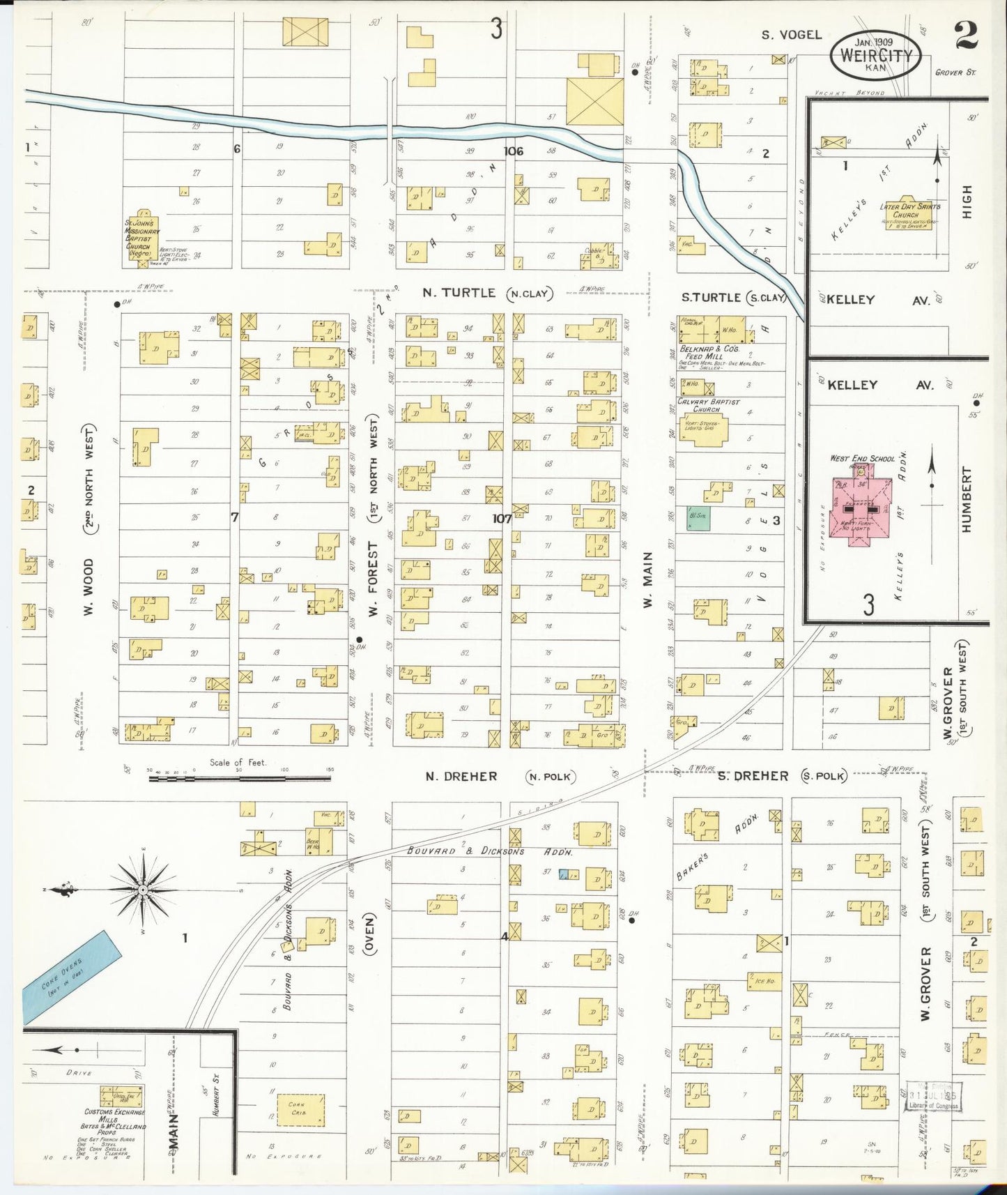 Sanborn Fire Insurance Map from Weir, Cherokee County, Kansas (1909), Sheet #0002 - Complete Map Set gallery image, historic Sanborn map, vintage wall art, Kansas Kansas