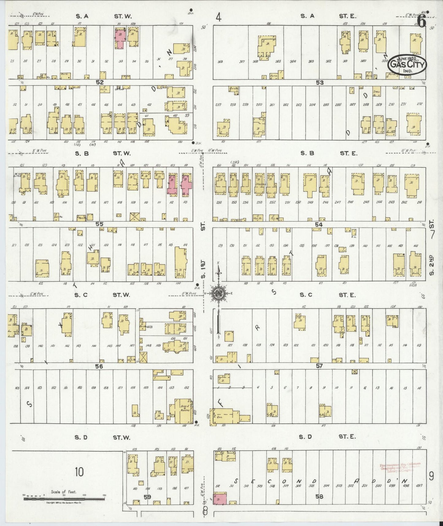 Sanborn Fire Insurance Map from Gas City, Grant County, Indiana (1920), Sheet #0006 - Complete Map Set gallery image, historic Sanborn map, vintage wall art, Indiana Indiana