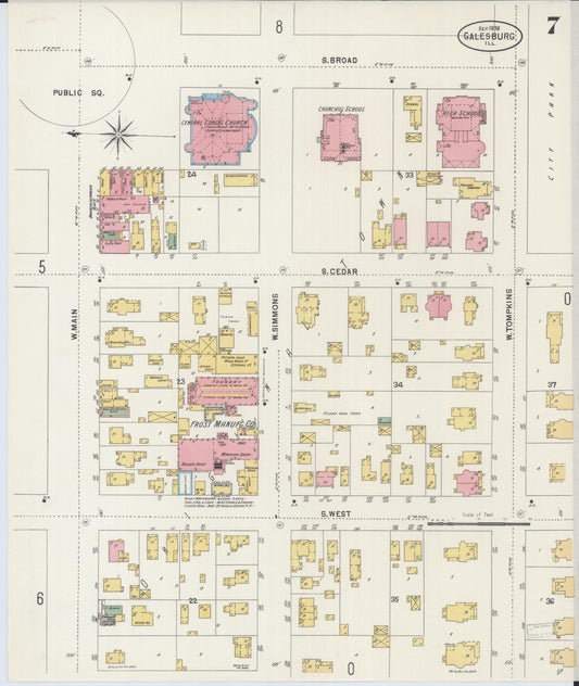 Sanborn Fire Insurance Map from Galesburg, Knox County, Illinois (1898), Sheet #0007 - Historic Sanborn Fire Insurance Map Print, vintage old map wall art, antique decor, genealogy gift, Illinois Illinois map