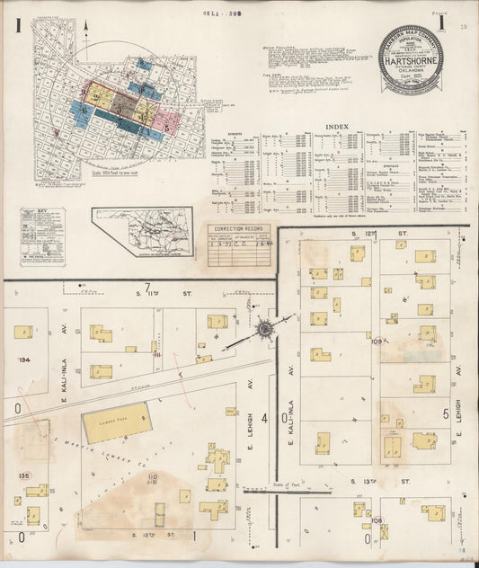 Sanborn Fire Insurance Map from Hartshorne, Pittsburg County, Oklahoma (1937), Sheet #0001 - Complete Map Set gallery image, historic Sanborn map, vintage wall art, Oklahoma Oklahoma