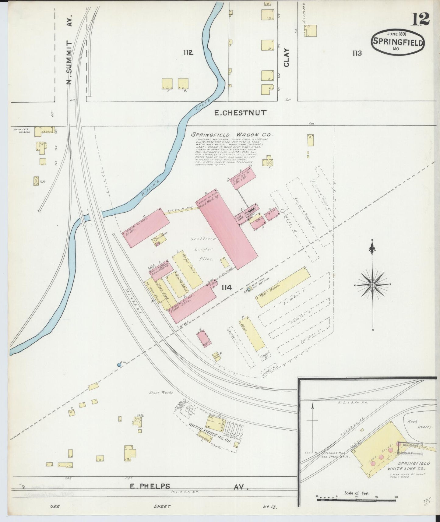 Sanborn Fire Insurance Map from Springfield, Greene County, Missouri (1891), Sheet #0012 - Complete Map Set gallery image, historic Sanborn map, vintage wall art, Missouri Missouri