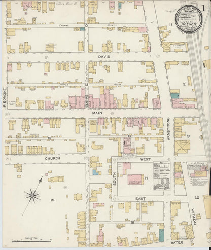 Sanborn Fire Insurance Map from Keyser, Mineral County, West Virginia (1892), Sheet #0001 - Complete Map Set gallery image, historic Sanborn map, vintage wall art, West Virginia West Virginia