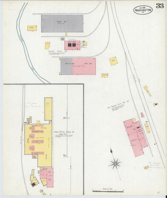 Sanborn Fire Insurance Map from Washington, Washington County, Pennsylvania (1904), Sheet #0033 - Historic Sanborn Fire Insurance Map Print, vintage old map wall art, antique decor, genealogy gift, Sanborn Fire Insurance Map from Washington Washington map