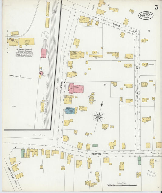 Sanborn Fire Insurance Map from Guilford, New Haven County, Connecticut (1901), Sheet #0005 - Historic Sanborn Fire Insurance Map Print, vintage old map wall art, antique decor, genealogy gift, Connecticut Connecticut map