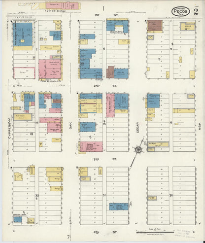 Sanborn Fire Insurance Map from Pecos, Reeves County, Texas (1921), Sheet #0002 - Complete Map Set gallery image, historic Sanborn map, vintage wall art, Texas Texas