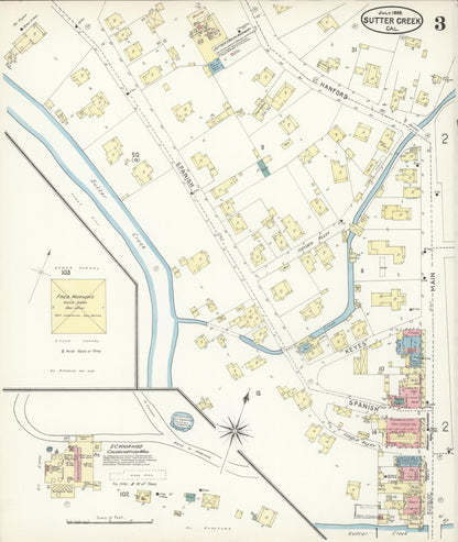 Sanborn Fire Insurance Map from Sutter Creek, Amador County, California (1898), Sheet #0003 - Complete Map Set gallery image, historic Sanborn map, vintage wall art, California California