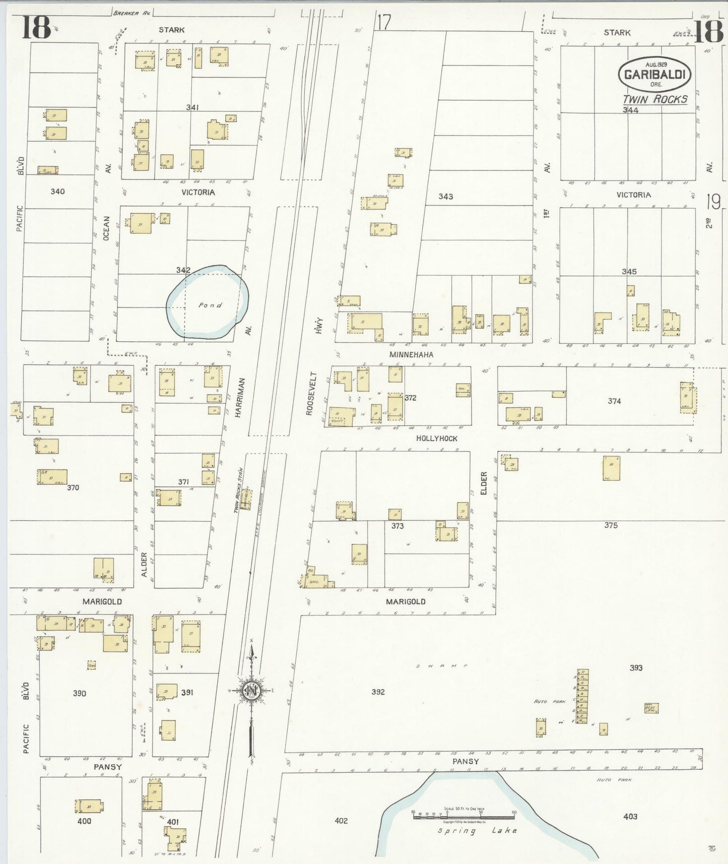 Sanborn Fire Insurance Map from Garibaldi, Tillamook County, Oregon (1929), Sheet #0018 - Complete Map Set gallery image, historic Sanborn map, vintage wall art, Oregon Oregon