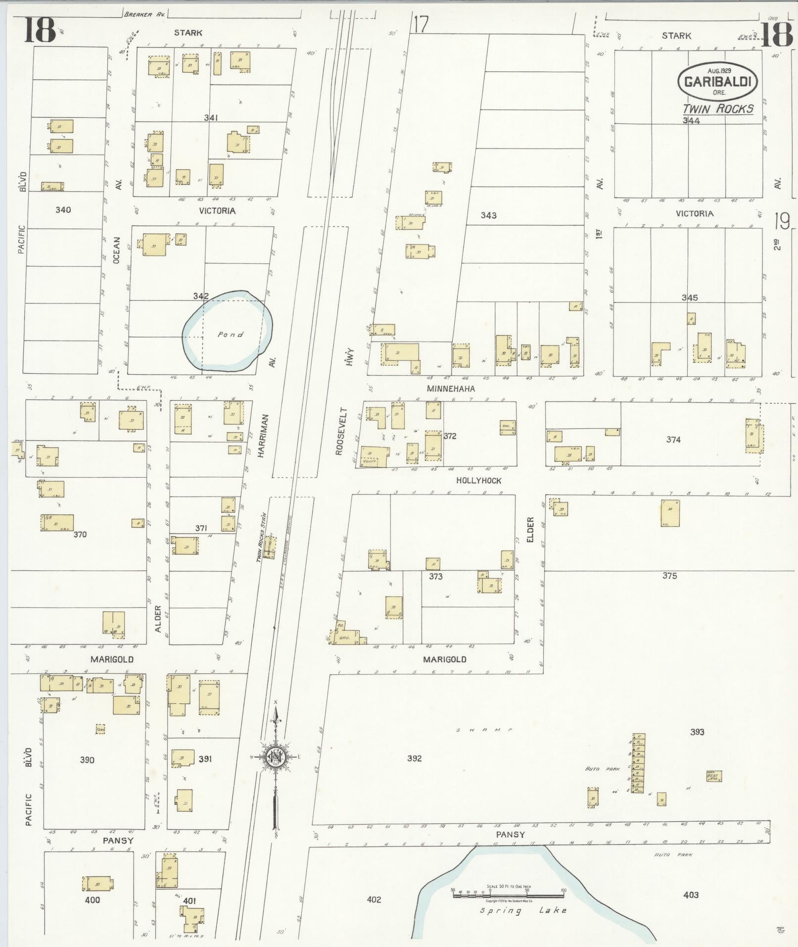Sanborn Fire Insurance Map from Garibaldi, Tillamook County, Oregon (1929), Sheet #0018 - Complete Map Set gallery image, historic Sanborn map, vintage wall art, Oregon Oregon