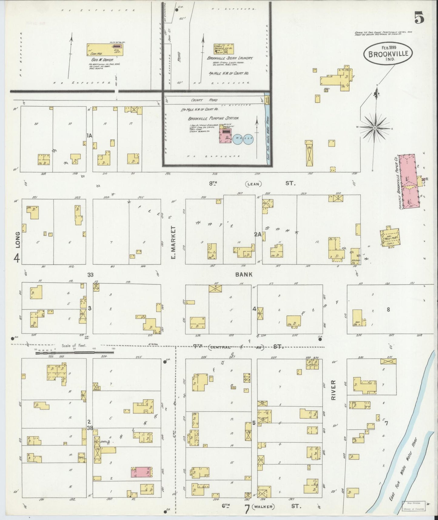 Sanborn Fire Insurance Map from Brookville, Franklin County, Indiana (1899), Sheet #0005 - Complete Map Set gallery image, historic Sanborn map, vintage wall art, Indiana Indiana