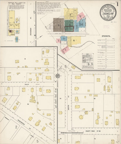Sanborn Fire Insurance Map from Enumclaw, King County, Washington (1914), Sheet #0001 - Complete Map Set gallery image, historic Sanborn map, vintage wall art, Washington Washington