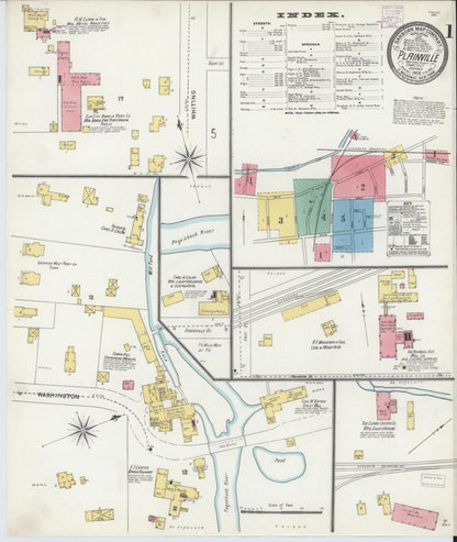 Sanborn Fire Insurance Map from Plainville, Hartford County, Connecticut (1905), Sheet #0001 - Complete Map Set gallery image, historic Sanborn map, vintage wall art, Connecticut Connecticut