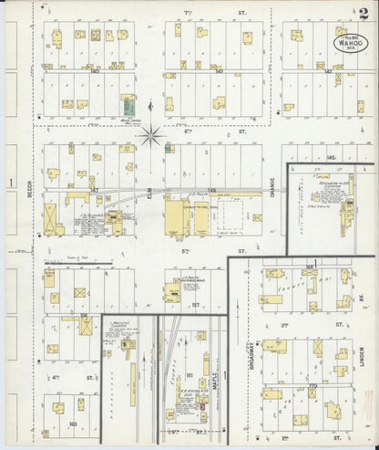 Sanborn Fire Insurance Map from Wahoo, Saunders County, Nebraska (1900), Sheet #0002 - Complete Map Set gallery image, historic Sanborn map, vintage wall art, Nebraska Nebraska