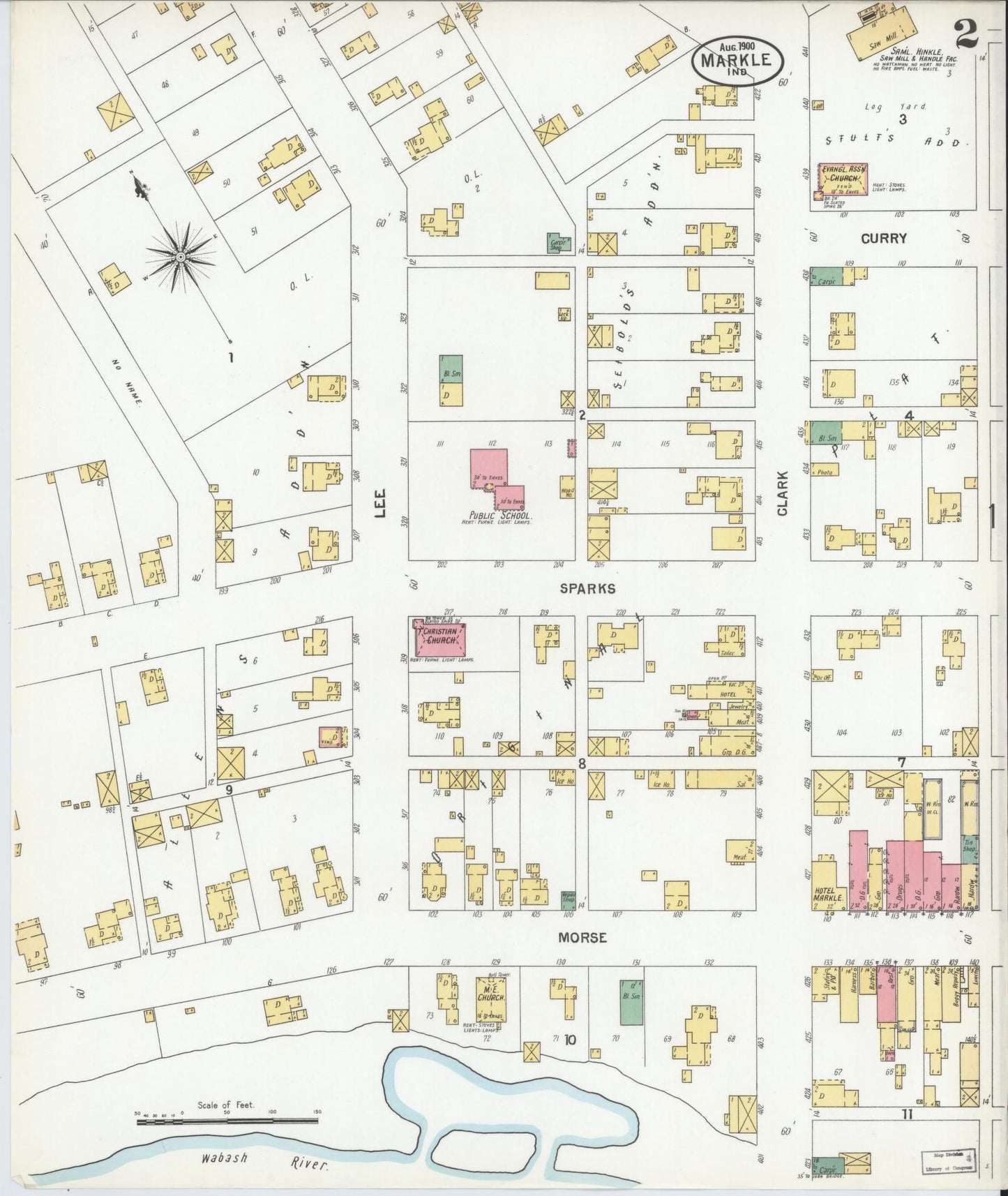 Sanborn Fire Insurance Map from Markle, Huntington County, Indiana (1900), Sheet #0002 - Complete Map Set gallery image, historic Sanborn map, vintage wall art, Indiana Indiana