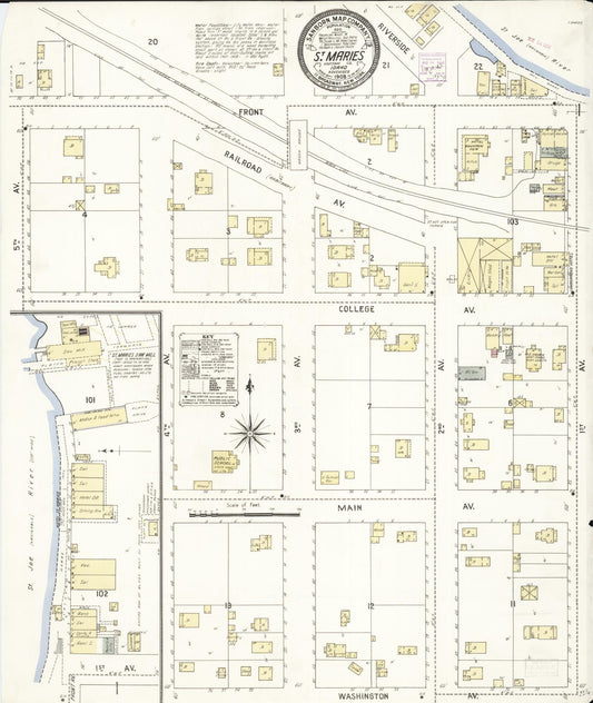 Sanborn Fire Insurance Map from Saint Maries, Benewah County, Idaho (1908), Sheet #0001 - Historic Sanborn Fire Insurance Map Print, vintage old map wall art, antique decor, genealogy gift, Idaho Idaho map